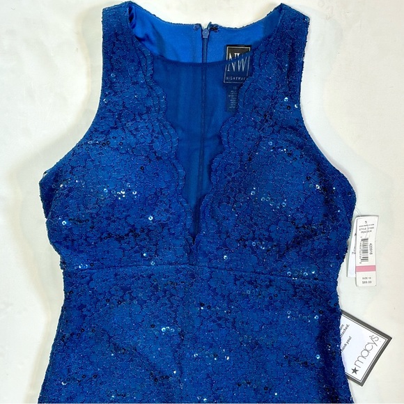 NWT Night Way Blue Lace & Sequins Cocktail Dress 10 - Picture 4 of 11